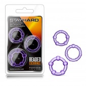 Набор из 3 фиолетовых эрекционных колец Stay Hard Beaded Cockrings - Blush Novelties - в Нефтекамске купить с доставкой
