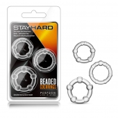 Набор из 3 прозрачных эрекционных колец Stay Hard Beaded Cockrings - Blush Novelties - в Нефтекамске купить с доставкой