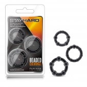 Набор из 3 чёрных эрекционных колец Stay Hard Beaded Cockrings - Blush Novelties - в Нефтекамске купить с доставкой