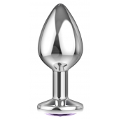 Малая серебристая анальная пробка Diamond Purple Sparkle Small с фиолетовым кристаллом - 7 см. - Lola Games - купить с доставкой в Нефтекамске