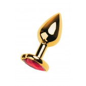 Золотистая анальная пробка с кристаллом-сердцем - 7,5 см. - ToyFa - купить с доставкой в Нефтекамске