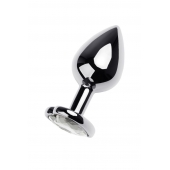 Серебристая анальная пробка с прозрачным кристаллом-сердцем - 8 см. - ToyFa - купить с доставкой в Нефтекамске