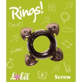 Чёрное эрекционное кольцо Rings Screw - Lola Games - в Нефтекамске купить с доставкой