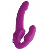 Ярко-розовый безремневой вибрострапон Evoke Vibrating Strapless Silicone Strap-on Dildo - XR Brands - купить с доставкой в Нефтекамске