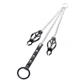 Черно-серебристые зажимы для сосков с кольцом для пениса TOYFA Metal - ToyFa - купить с доставкой в Нефтекамске