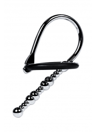 Серебристый уретральный плаг-бусины TOYFA Metal с мягким фиксириющим кольцом - ToyFa - купить с доставкой в Нефтекамске