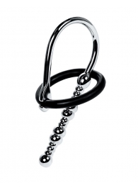 Серебристый уретральный плаг-бусины TOYFA Metal с мягким фиксириющим кольцом - ToyFa - купить с доставкой в Нефтекамске