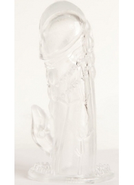 Прозрачная гелевая насадка с клиторальным отростком - 13 см. - Toyfa Basic - в Нефтекамске купить с доставкой