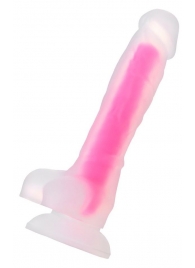 Прозрачно-розовый фаллоимитатор, светящийся в темноте, Clark Glow - 22 см. - ToyFa купить с доставкой в интернет-магазине Orgasmix в Нефтекамске Прозрачно-розовый фаллоимитатор, светящийся в темноте, Clark Glow - 22 см. - ToyFa