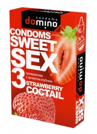 Презервативы для орального секса DOMINO Sweet Sex с ароматом клубничного коктейля  - 3 шт. - Domino - купить с доставкой в Нефтекамске