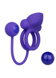 Фиолетовое эрекционное кольцо с утяжелителем Silicone Rechargeable Dual Rockin Rim Enhancer - California Exotic Novelties - в Нефтекамске купить с доставкой