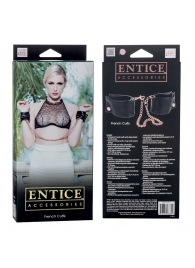 Черные мягкие наручники Entice French Cuffs с цепью - California Exotic Novelties - купить с доставкой в Нефтекамске