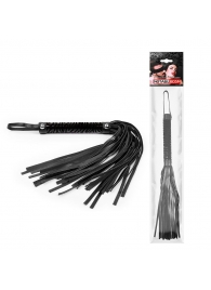 Черная гладкая плеть-флоггер с ручкой - 40 см. - Notabu - купить с доставкой в Нефтекамске