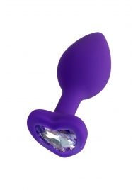 Фиолетовая анальная втулка Diamond Heart с прозрачным кристаллом - 7 см. - ToyFa - купить с доставкой в Нефтекамске