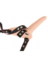 Телесный поясной страпон с вибрацией Vibrating Strap-On - 15,7 см. - Orion - купить с доставкой в Нефтекамске