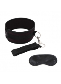 Черный ошейник с длинным поводком Collar and Leash Set - Lux Fetish - купить с доставкой в Нефтекамске