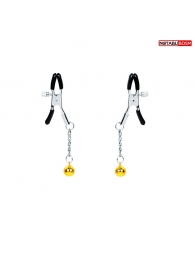 Оригинальные зажимы на соски с желтыми шариками - Notabu - купить с доставкой в Нефтекамске