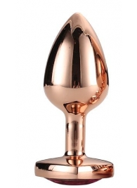 Золотистая анальная втулка с кристаллом-сердечком розового цвета - 7,1 см. - Dream Toys - купить с доставкой в Нефтекамске