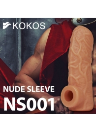 Телесная открытая насадка-реалистик с подхватом мошонки Nude Sleeve L - 14 см. - KOKOS - в Нефтекамске купить с доставкой