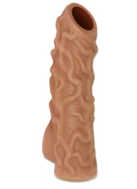 Телесная насадка с венками и открытой головкой Nude Sleeve M - 12 см. - KOKOS - в Нефтекамске купить с доставкой