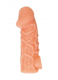 Телесная закрытая насадка с венками Cock Sleeve Size S - 13,8 см. - KOKOS - в Нефтекамске купить с доставкой