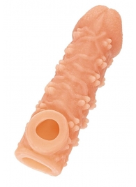 Телесная закрытая насадка с пучками шишечек Cock Sleeve Size S - 13,8 см. - KOKOS - в Нефтекамске купить с доставкой