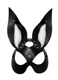 Черная маска зайки с белым мехом на ушках Miss Bunny - БДСМ Арсенал - купить с доставкой в Нефтекамске