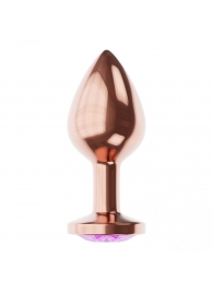 Пробка цвета розового золота с фиолетовым кристаллом Diamond Amethyst Shine S - 7,2 см. - Lola Games - купить с доставкой в Нефтекамске