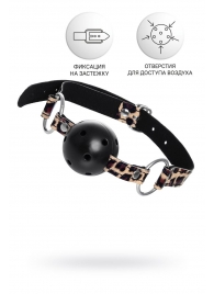 Черный кляп-шар на леопардовых ремешках Anonymo - ToyFa - купить с доставкой в Нефтекамске
