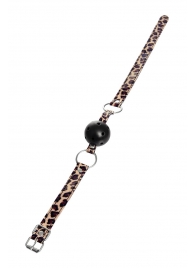 Черный кляп-шар на леопардовых ремешках Anonymo - ToyFa - купить с доставкой в Нефтекамске