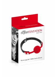 Красный кляп-шарик на черных ремешках - Fetish Tentation - купить с доставкой в Нефтекамске
