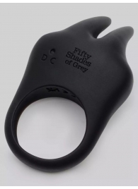 Черное эрекционное виброкольцо Sensation Rechargeable Vibrating Rabbit Love Ring - Fifty Shades of Grey - в Нефтекамске купить с доставкой