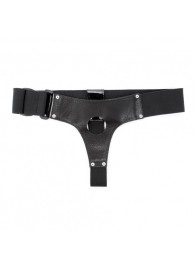 Чёрные лаковые трусики для страпона - БДСМ Арсенал - купить с доставкой в Нефтекамске