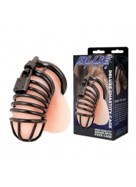 Черная металлическая клетка с замком Deluxe Chastity Cage - BlueLine - купить с доставкой в Нефтекамске