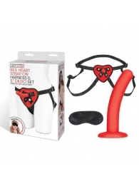 Красный поясной фаллоимитатор Red Heart Strap on Harness   5in Dildo Set - 12,25 см. - Lux Fetish - купить с доставкой в Нефтекамске