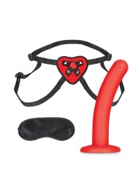 Красный поясной фаллоимитатор Red Heart Strap on Harness   5in Dildo Set - 12,25 см. - Lux Fetish - купить с доставкой в Нефтекамске