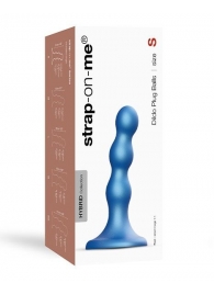 Голубая насадка Strap-On-Me Dildo Plug Balls size S - Strap-on-me - купить с доставкой в Нефтекамске