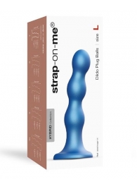 Голубая насадка Strap-On-Me Dildo Plug Balls size L - Strap-on-me - купить с доставкой в Нефтекамске