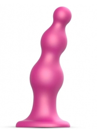 Розовая насадка Strap-On-Me Dildo Plug Beads size S - Strap-on-me - купить с доставкой в Нефтекамске