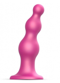 Розовая насадка Strap-On-Me Dildo Plug Beads size L - Strap-on-me - купить с доставкой в Нефтекамске