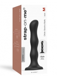 Черная насадка Strap-On-Me Dildo Geisha Balls size M - Strap-on-me - купить с доставкой в Нефтекамске