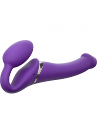 Фиолетовый безремневой вибрострапон Vibrating Bendable Strap-On - size L - Strap-on-me - купить с доставкой в Нефтекамске