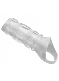 Насадка на пенис с кольцом для мошонки Clear Sensations Enhancer Sex Sleeve - 11,5 см. - XR Brands - в Нефтекамске купить с доставкой