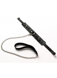 Черный ошейник с шипами и поводком - Crazy Handmade - купить с доставкой в Нефтекамске