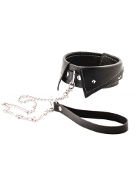 Черный ошейник-воротничок с металлическим поводком - Crazy Handmade - купить с доставкой в Нефтекамске