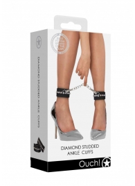 Черные поножи Diamond Studded Ankle Cuffs - Shots Media BV - купить с доставкой в Нефтекамске