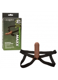 Коричневый фаллопротез из силикона Extension with Harness - 15,75 см. - California Exotic Novelties - купить с доставкой в Нефтекамске