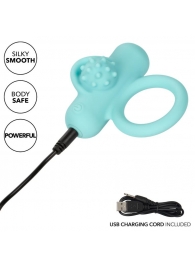 Аквамариновое эрекционное виброкольцо Silicone Rechargeable Nubby Lover’s Delight - California Exotic Novelties - в Нефтекамске купить с доставкой