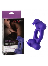 Фиолетовое эрекционное виброкольцо с двумя моторами Silicone Rechargeable Triple Orgasm Enhancer - California Exotic Novelties - в Нефтекамске купить с доставкой