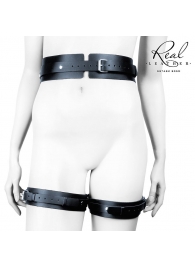 Черный кожаный пояс с гартерами - L-XL - Notabu - купить с доставкой в Нефтекамске